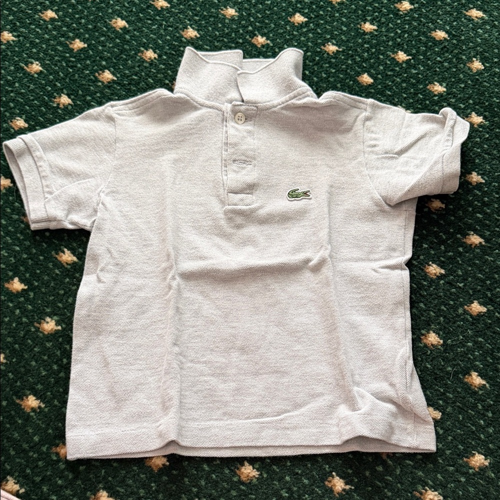 Lacoste Kids Light Gray Polo with Green Crocodile Logo